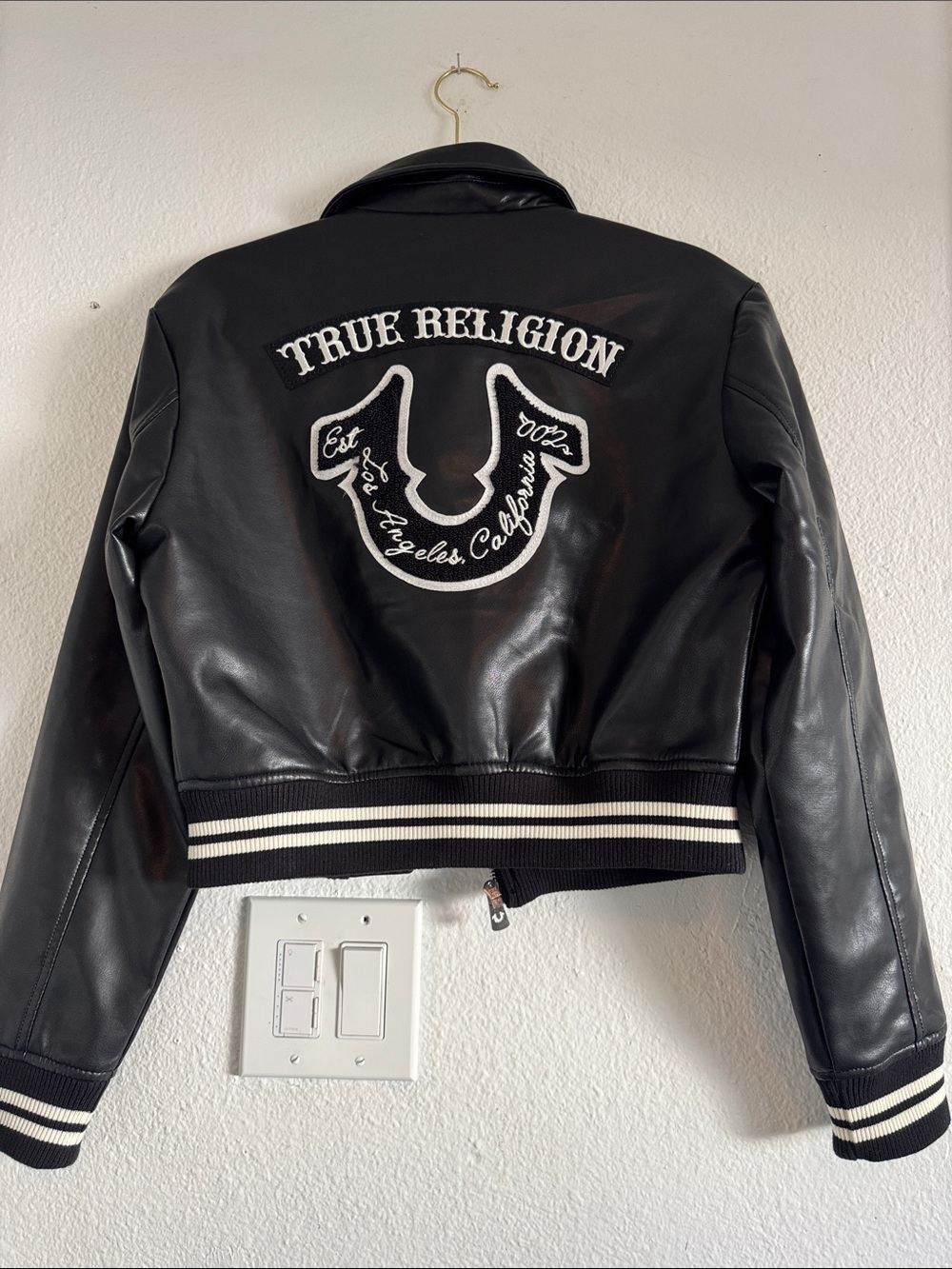True Religion Black Varsity-Style Logo Jacket